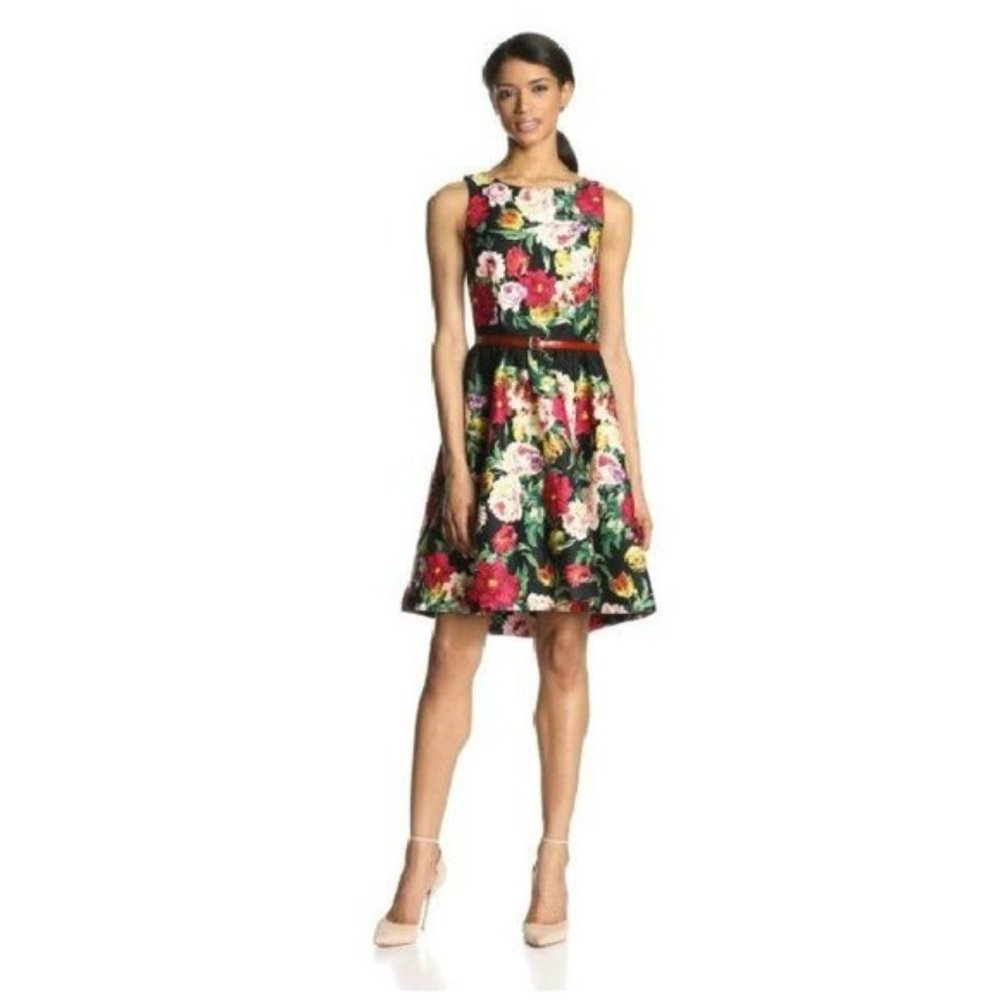 * Gabby Skye Sleeveless Black Floral Dress sz 4